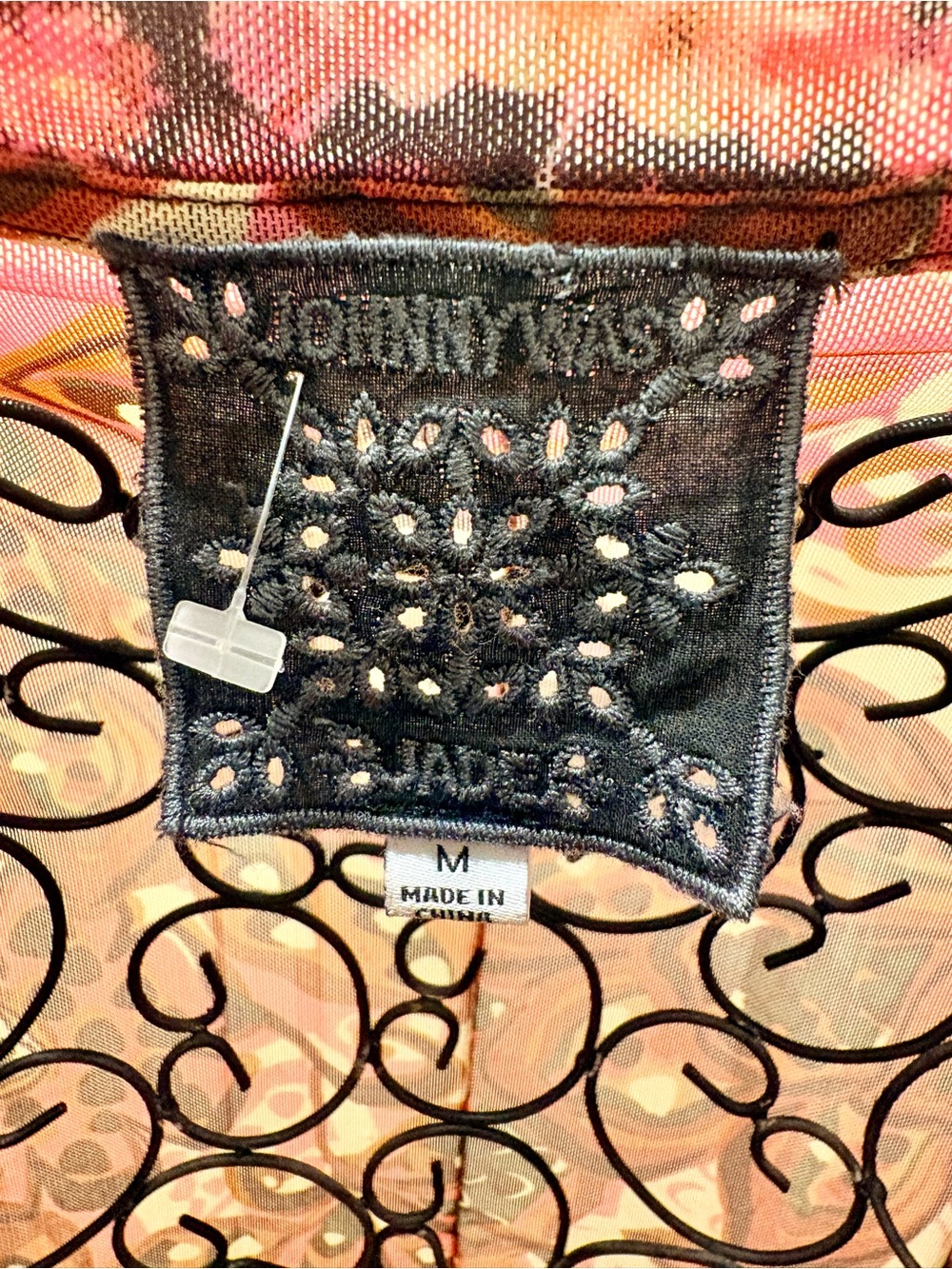 Johnny Was Pink Brown Floral Sheer Long-Sleeve Top - Picture 3 of 6